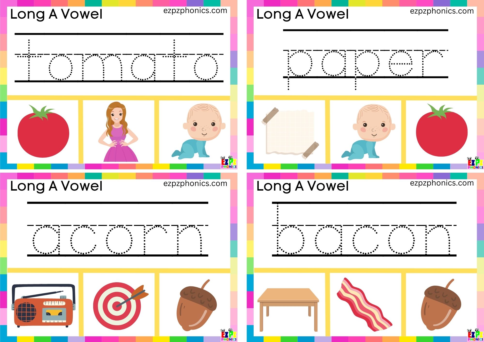 Write the word and clip the image Clip cards for long a vowel a words group 2